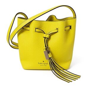Kate Spade Gray Street Tiny Couper Cubanelle Yellow Drawstring Shoulder Bag